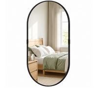HOMCOM Miroir Mural, Miroir décoratif 60 x 90 cm, Cadre Aluminium, Noir | Verre Trempé, pour Salle de Bain, Chambre, Salon, Couloir