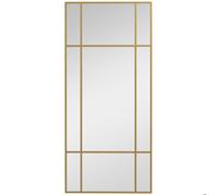 HOMCOM Miroir mural verrière rectangulaire style fenêtre, horizontal ou vertical avec 4 crochets, en métal doré - 110x50 cm