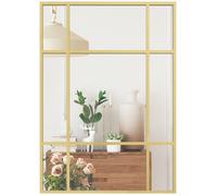 Miroir mural HOMCOM verrière rectangulaire style fenêtre, horizontal ou vertical avec 4 crochets, en métal doré - 50x70cm