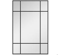 HOMCOM Miroir Mural verrière rectangulaire Style fenêtre, Horizontal ou Vertical avec 4 Crochets, en métal Noir - 90x60 cm