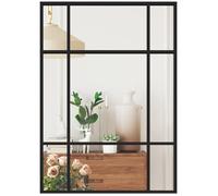 Miroir mural HOMCOM verrière rectangulaire style fenêtre, horizontal ou vertical avec 4 crochets, en métal noir - 50x70cm