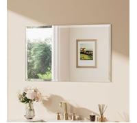 Miroir Mural Keonjinn rectangulaire 100 x 60 cm, sans cadre, Verre trempé anti-éclats, Miroir Pour Salle de Bain, Chambre, Salon