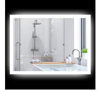Miroir mural - kleankin - lumineux LED salle de bain 3 couleurs réglable tactile antibuée - verre - 70x50cm - transparent