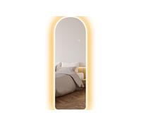 HOMCOM Grand Miroir Mural 120 x 40 cm avec éclairage LED Miroir arqué sans carde, Anti-déflagrante, intensité Variable et 3 Couleurs d'éclairage, pour Salon et Chambre à Coucher, Transparent