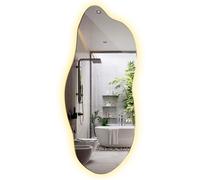 Miroir mural LED décoratif asymétrique organique pour salon ou salle de bain 35 x 80 cm - lumière chaude