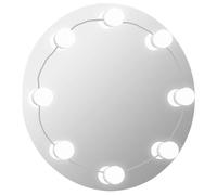 Miroir mural LED - vidaxl - Diamètre 30 cm - Argenté - Blanc chaud et froid - 8 ampoules LED - Montage facile