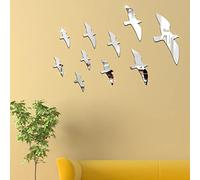 Miroir Mural L'Oiseau D'Argent Miroir Adhesif Mural Acrylique Stickers Muraux DIY Amovible Decoration Murale Salon Miroir Autocollant 1 Set