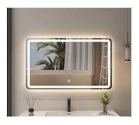Miroir Mural Lumineux LED de Salle de Bain carré Simple, étanche HD avec Interrupteur Tactile 60×80CM