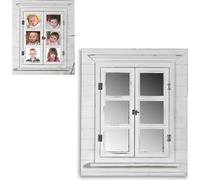 Miroir mural Melko avec volets Cadre photo Photo Shabby Vestiaire - Blanc