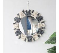 Miroir Mural Miroir à Franges En Macramé Boho Avec Pendentif Miroir Rond D'art Mural Pour Couloir De Chambre à Coucher Salon Décor