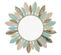 Miroir Mural, Miroir de Plumes en Métal de 16,1 Pouces Miroirs Ronds Décoration Murale Miroir Boho, Miroirs Décoratifs Modernes Décoration D'intérieur Vintage Miroir Rond Suspendu