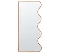 Miroir Mural Moderne Décoratif Suspendu 150 x 69 cm Cadre en Bois de Forme Irrég