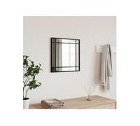 vidaXL Miroir mural 358633 – Carré 40 x 40 cm fer noir, film anti-éclatement
