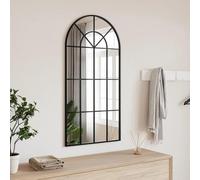 Miroir mural noir 50 x 100 cm bombé avec cadre en fer revêtu par poudre, miroir en verre pour salle de bain, chambre à coucher, couloir, montage mural, miroir complet pour décoration et rasage