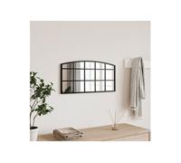 vidaXL Miroir Mural, Décoration de Chambre avec Film Anti Éclatement au Dos, Miroir Suspendu Couloir Salle de Bain, Noir Arche Fer
