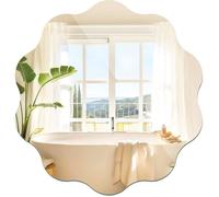 Miroir mural ondulé - ESTAMPILLE - 40x40 cm - Autocollant - Sans cadre - Verre HD - Installation sans perçage