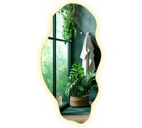 Miroir mural organique rétroéclairé LED chaud - 45 x 90 cm, lignes fluides pour décoration contemporaine