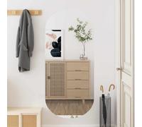 Miroir mural ovale 45 x 100 cm en verre transparent avec montage mural, idéal comme miroir de salle de bain, miroir cosmétique pour chambre à coucher, couloir, salon, garde-robe, décoration et