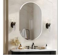 Miroir Mural Ovale 80x50cm, Décoration Murale pour Salle de Bain, Salon, Chambre sans Cadre Moderne