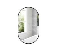Miroir mural ovale dim. 40L x 70H cm cadre arrondi montage vertical/horizontal alu. noir