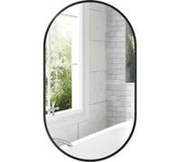 HOMCOM Miroir ovale 40x70 cm – cadre aluminium, minimaliste, montage vertical/horizontal, noir