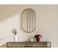 Miroir mural ovale en acier inoxydable - L. 40 x H. 70 cm - Chromé - REFLEYA