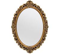 Miroir mural ovale en résine - Taille : 30 x 21,5 cm - Miroir vintage à suspendre pour chambre à coucher, salon, commode - Doré