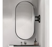 Miroir mural ovale moderne noir avec bras oscillant réglable, miroir à suspendre incassable pour salle de bain et salon, affichage vertical et horizontal, décoration d'intérieur élégante