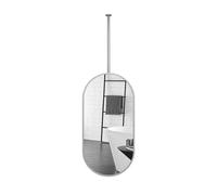 Miroir mural ovale personnalisable en métal avec barre de suspension - Miroir blanc élégant à suspendre au plafond 40 x 70 cm pour décoration d'intérieur, design moderne et élégance fonctionnelle