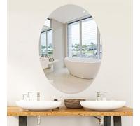 Miroir mural ovale sans verre - Miroir de vanité ovale - Autocollant mural - Miroir en plastique flexible sans cadre - Miroir mural décoratif pour salle de bain, salon, entrée