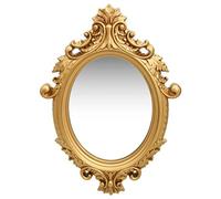 Miroir Mural Ovale Style Château Art Déco Baroque Vintage en Bois Doré 56x76 CM pour Toilette, Salon ou Chambre à Coucher