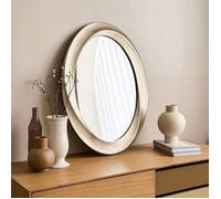 Miroir Mural Ovale Vintage - UNHO - 60x80cm - Bois clair - Salon - Miroir décoration - Décoration murale