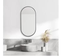 Miroir mural Picciano ovale 40 x 80 cm noir mat