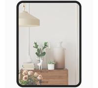 Miroir mural rectangulaire HOMCOM, 40,5 x 30 cm Miroir décoratif moderne avec cadre métallique pour salon, entrée, chambre, couloir, noir
