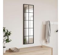 Miroir mural rectangulaire noir 30 x 100 cm en fer revêtu par pulvérisation | Montage mural vertical ou horizontal, image miroir claire, design minimaliste, pour les petits espaces, polyvalent décoratif