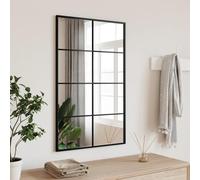 Miroir mural rectangulaire noir 50 x 80 cm en fer et verre revêtu par | Montage vertical ou horizontal, surface en verre transparent, fer robuste, polyvalent pour les espaces de vie