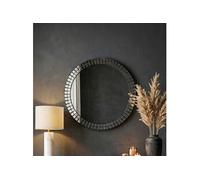 Miroir mural rond 60 cm avec contour mosaïque noir