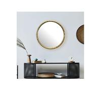 Miroir mural rond 60 cm en métal doré