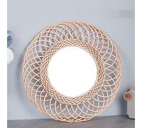 Miroir mural rond à suspendre de 38,1 cm, miroir rond, style bohème, miroir mural décoratif en rotin