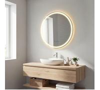 Miroir Mural Rond, Anti-buée, Luminosité et Température Réglables, pour Chambre, Coiffeuse, 51 cm, Blanc