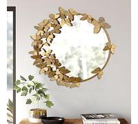 Miroir Mural Rond Cadre Métal Incassable 55cm Haute Définition Réflexion Facile Installer Miroir Décoratif pour Salon Chambre Salle de Bain