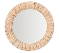Miroir Mural Rond en Jonc de Mer, Diamètre 50 cm, Style Bohème, Couleur Naturelle, Décoration Intérieure