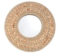 Miroir Mural Rond en Jonc de Mer Tressé, Style Bohème Naturel, Diamètre 45cm, Décoration Beige