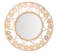 Miroir Mural Rond en Rotin, Design Volutes, Style Bohème, Couleur Naturel, Diamètre 40cm