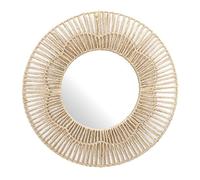 Miroir mural rond fleur imitation rotin (Ø50 cm)