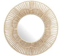 Miroir mural rond fleur imitation rotin (Ø50 cm) - - ALTOBUY Beige