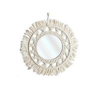 Miroir mural rond style bohème Ø55 cm Beige