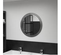 vidaXL – Miroir mural rond 60 cm – Verre trempé, bord en cristal acrylique – Argenté
