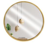 Miroir mural rond - VILDE - 50 cm - Bois massif - Cadre doré - Élégant - Conforme aux standards européens - Décoratif