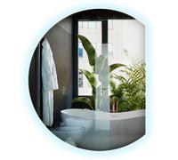 Miroir Mural sans Cadre 63x70 Cm avec Lumières LED, Style Industriel avec Bords Découpés Lumière Froid - Éclairage Décoratif Lumineux pour Salle de Bain ou Chambre à Coucher Design Moderne